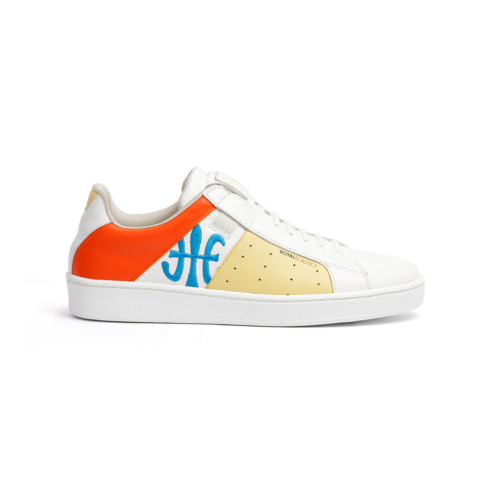 Women's Icon Genesis Spotlight White Yellow Orange Leather Sneakers 91993-032