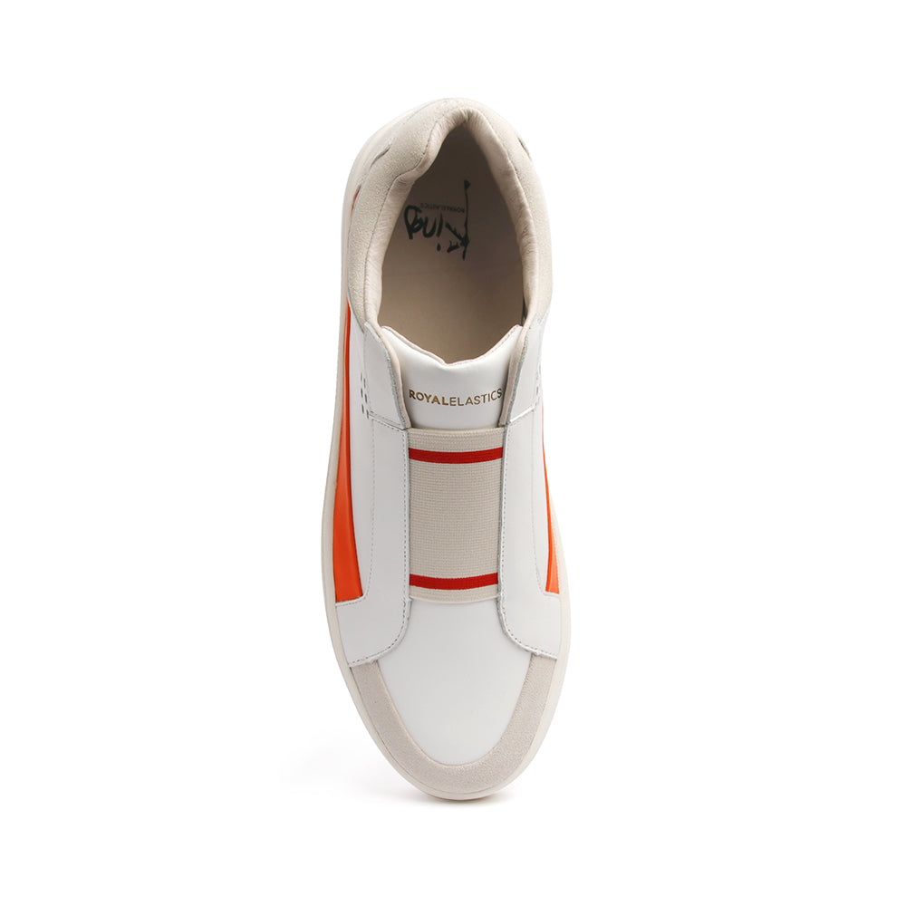 Men's King White Orange Leather Sneakers 04291-020