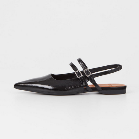 HERMINE Black Patent Slingback Flats