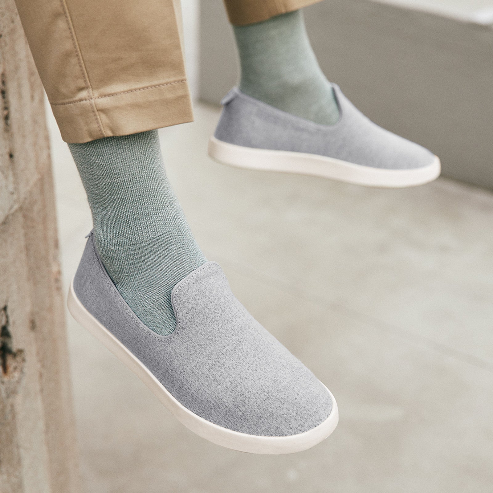 Men's Wool Loungers - Dapple Grey (Cream Sole)