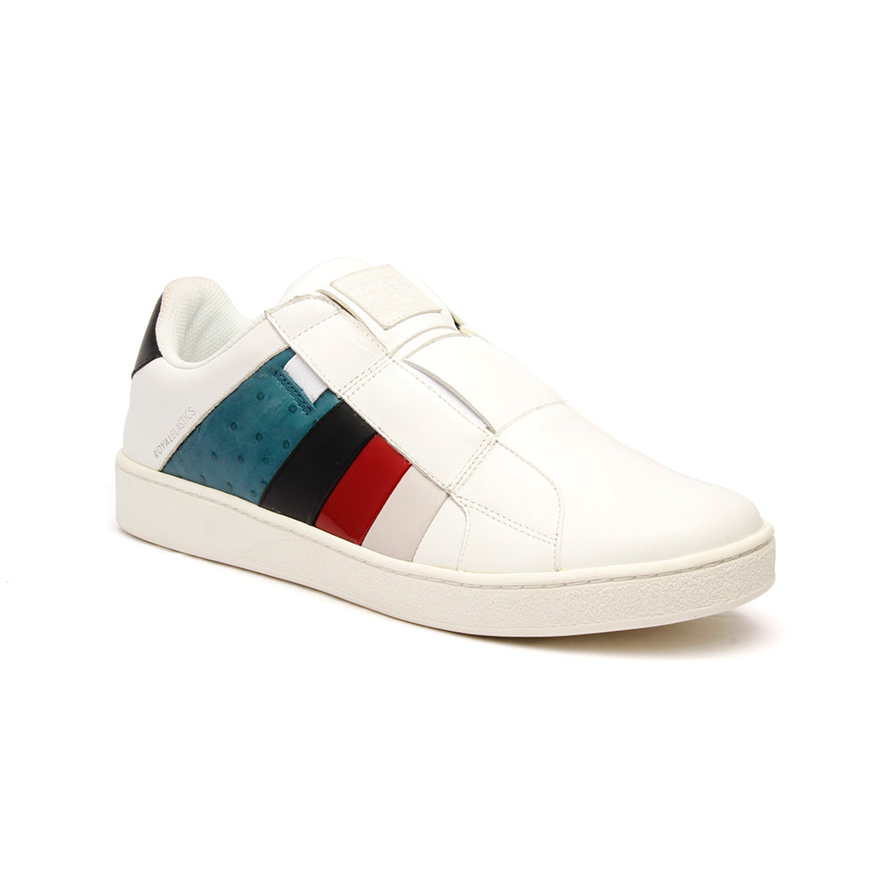 Men's Prince Albert White Teal Leather Sneakers 01484-051