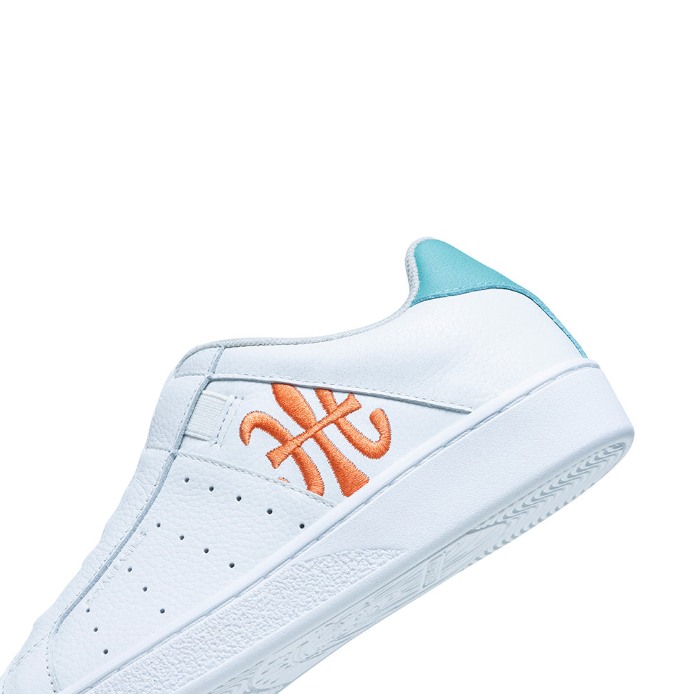 Women's Icon White Orange Green Logo Leather Sneakers 91922-024