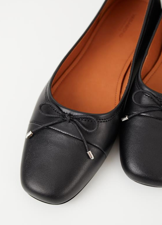 JOLIN Black Leather Ballet Flats