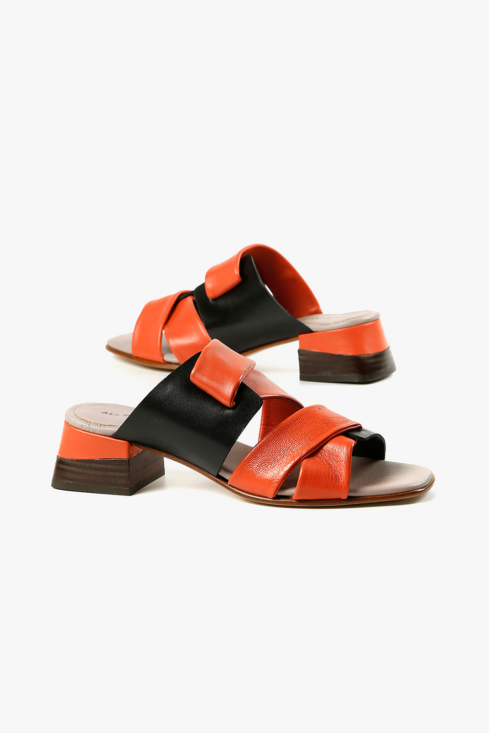 INSERT BAND SANDAL Orange & Black Leather