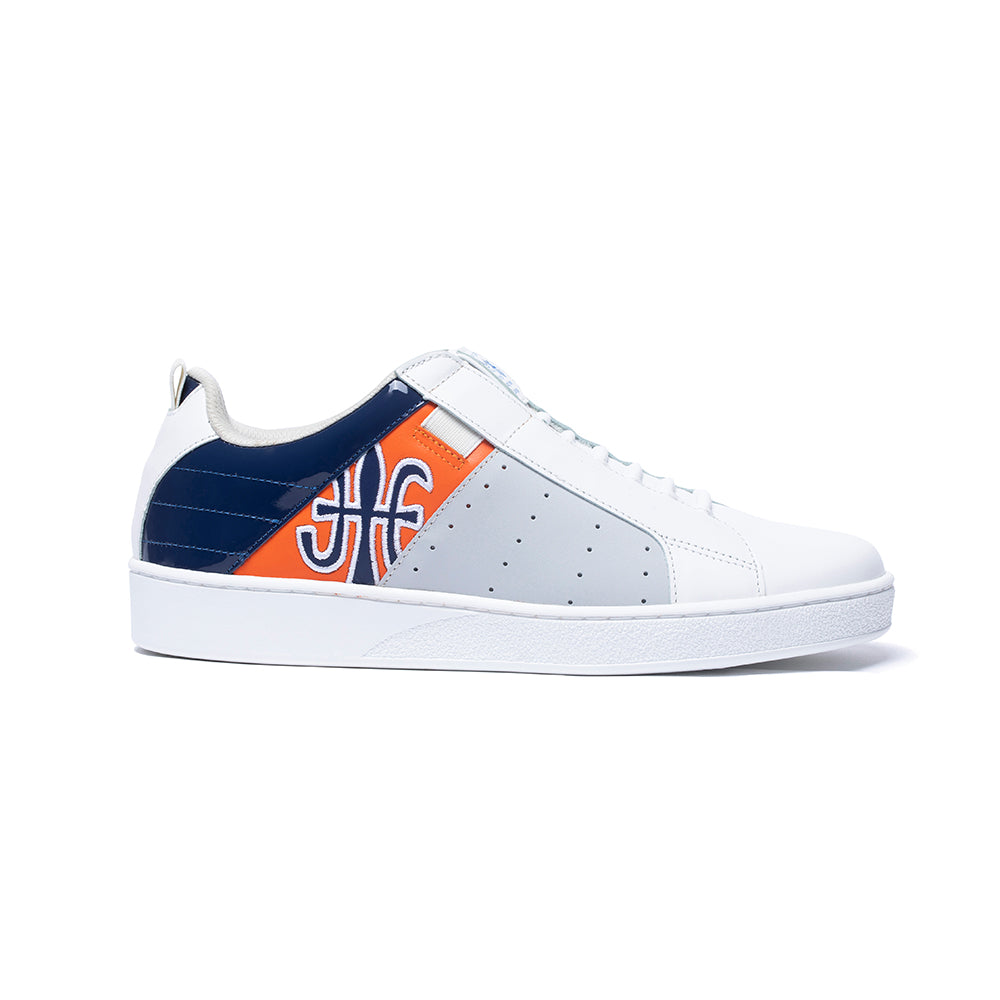 Men's Icon Manhood White Blue Orange Leather Sneakers 02094-025