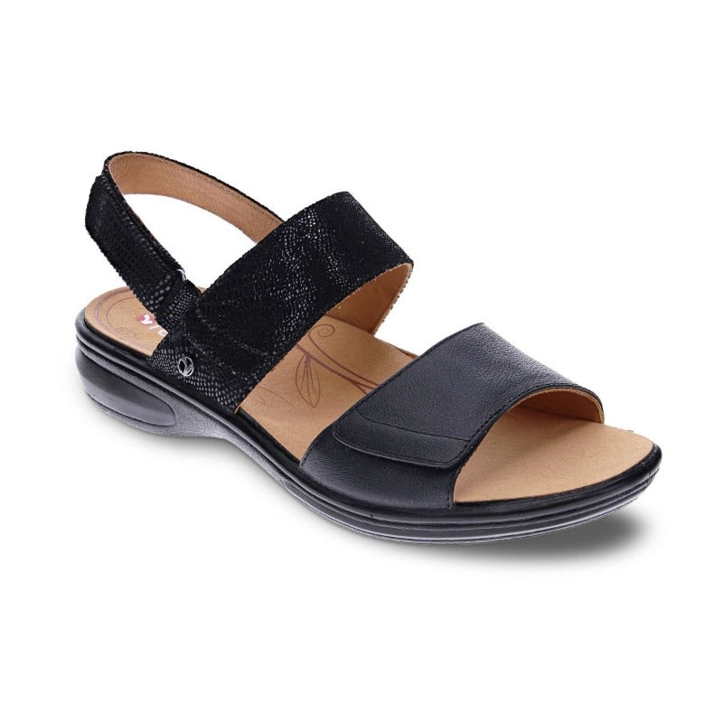 Revere Como Black Lizard Print Sandal (Women)