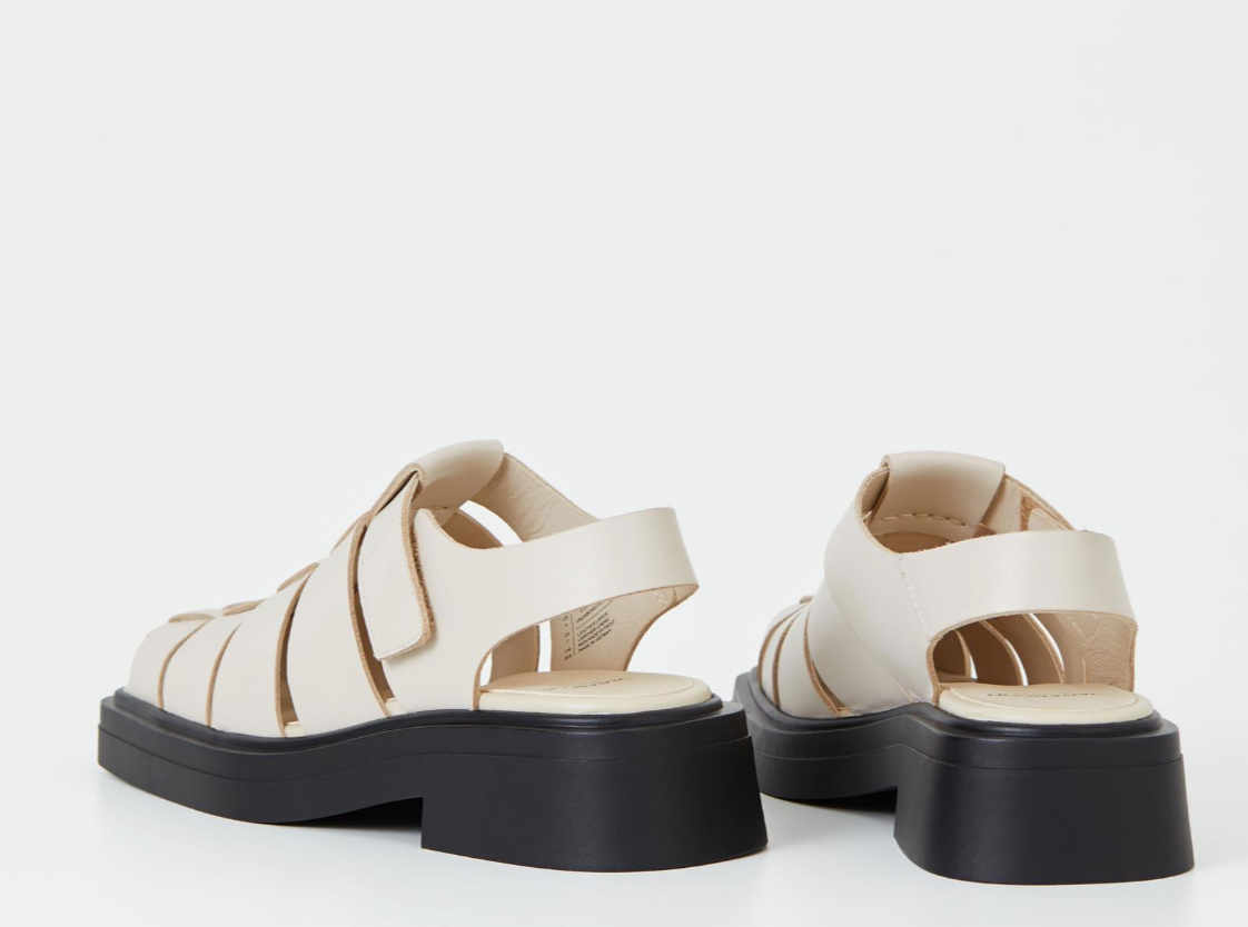 EYRA Off White Leather Woven Sandal