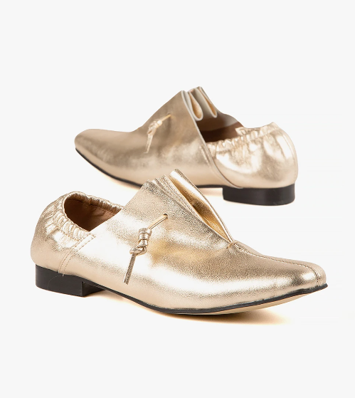 NU DANCE Gold Tie Flats