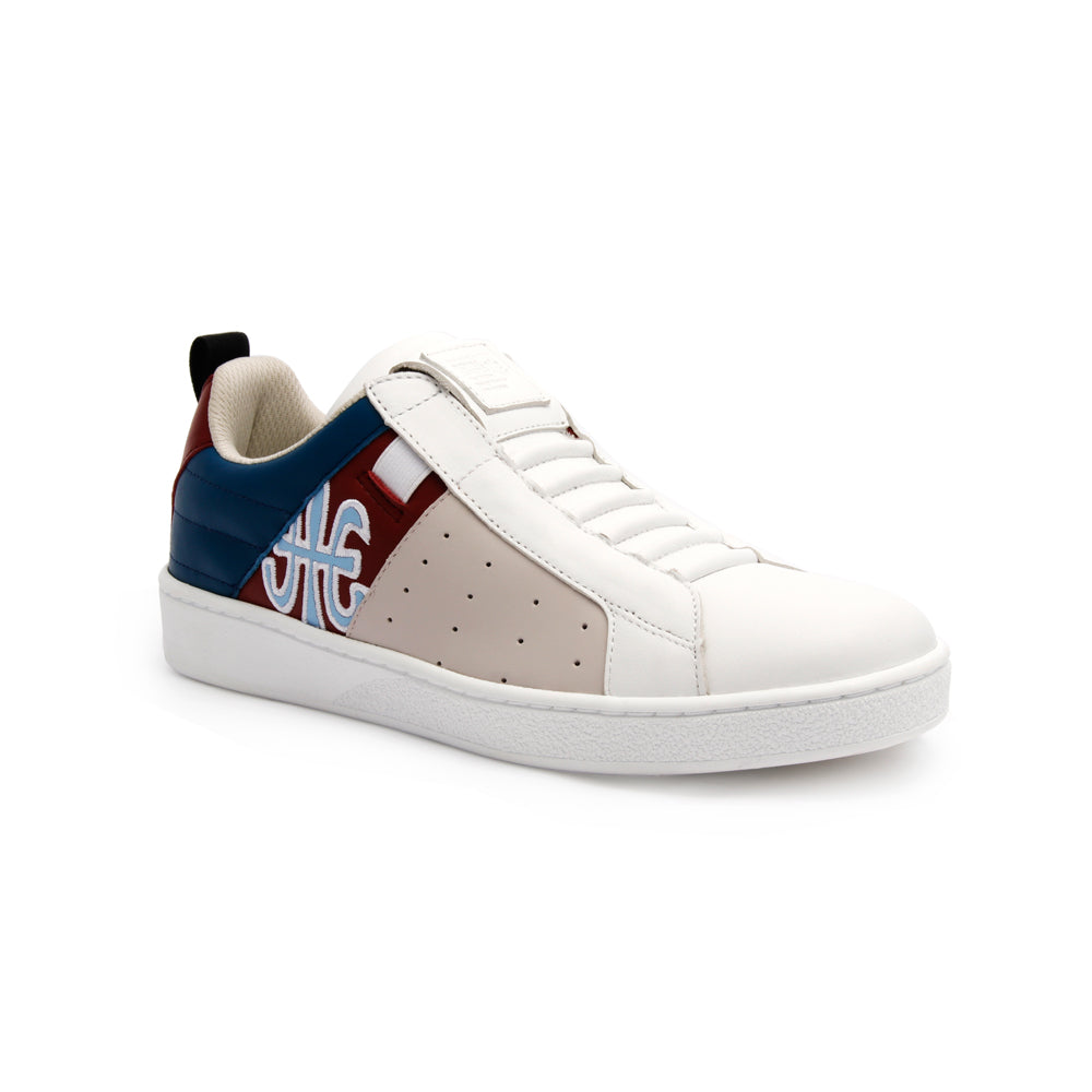 Men's Icon Manhood White Blue Maroon Leather Sneakers 02091-815