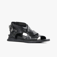 CROSS BAND Black Leather Sandals