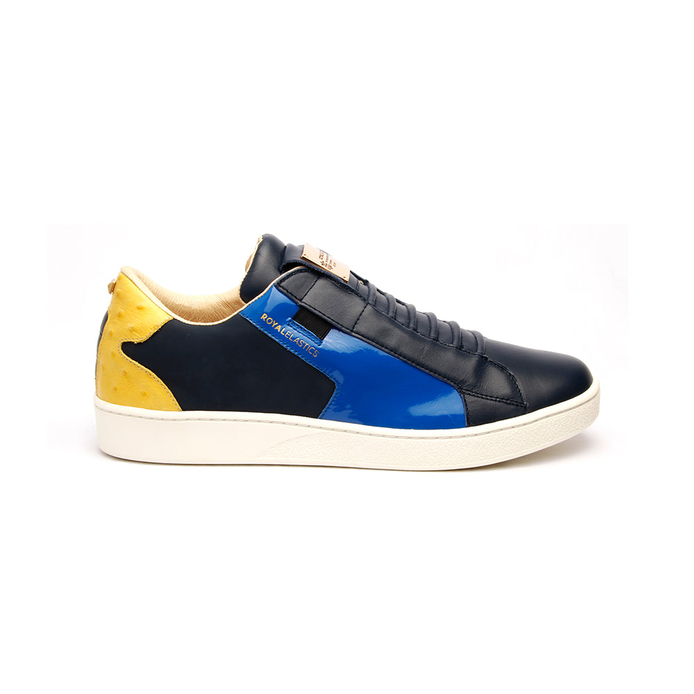 Men's Adelaide Navy Blue Yellow Leather Sneakers 02684-553