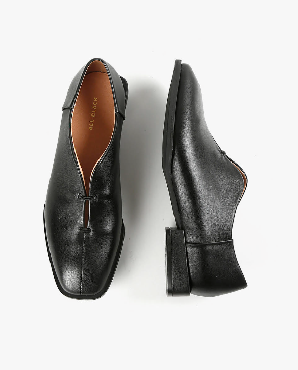 TWO CORD Black Leather Flats