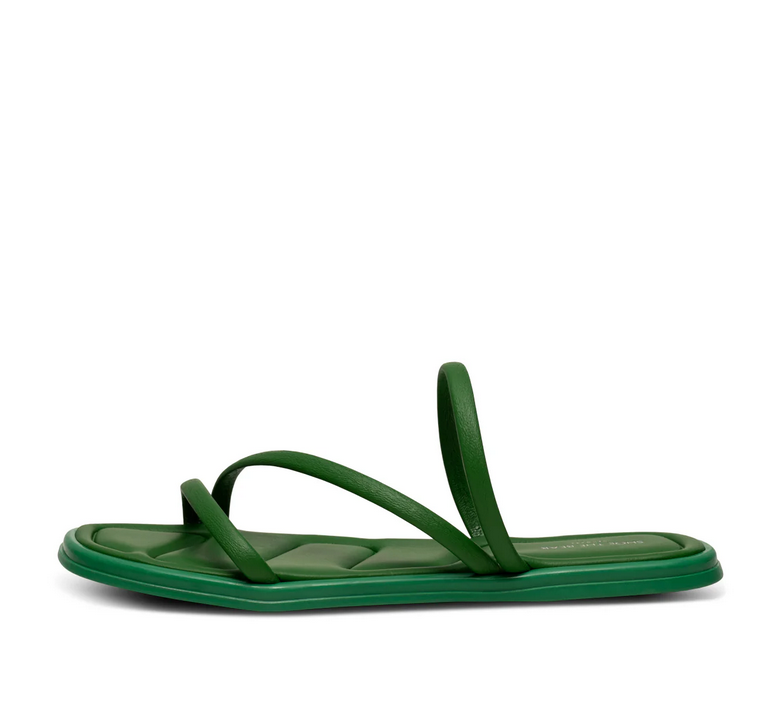 SELENA Strappy Green Flat Sandals