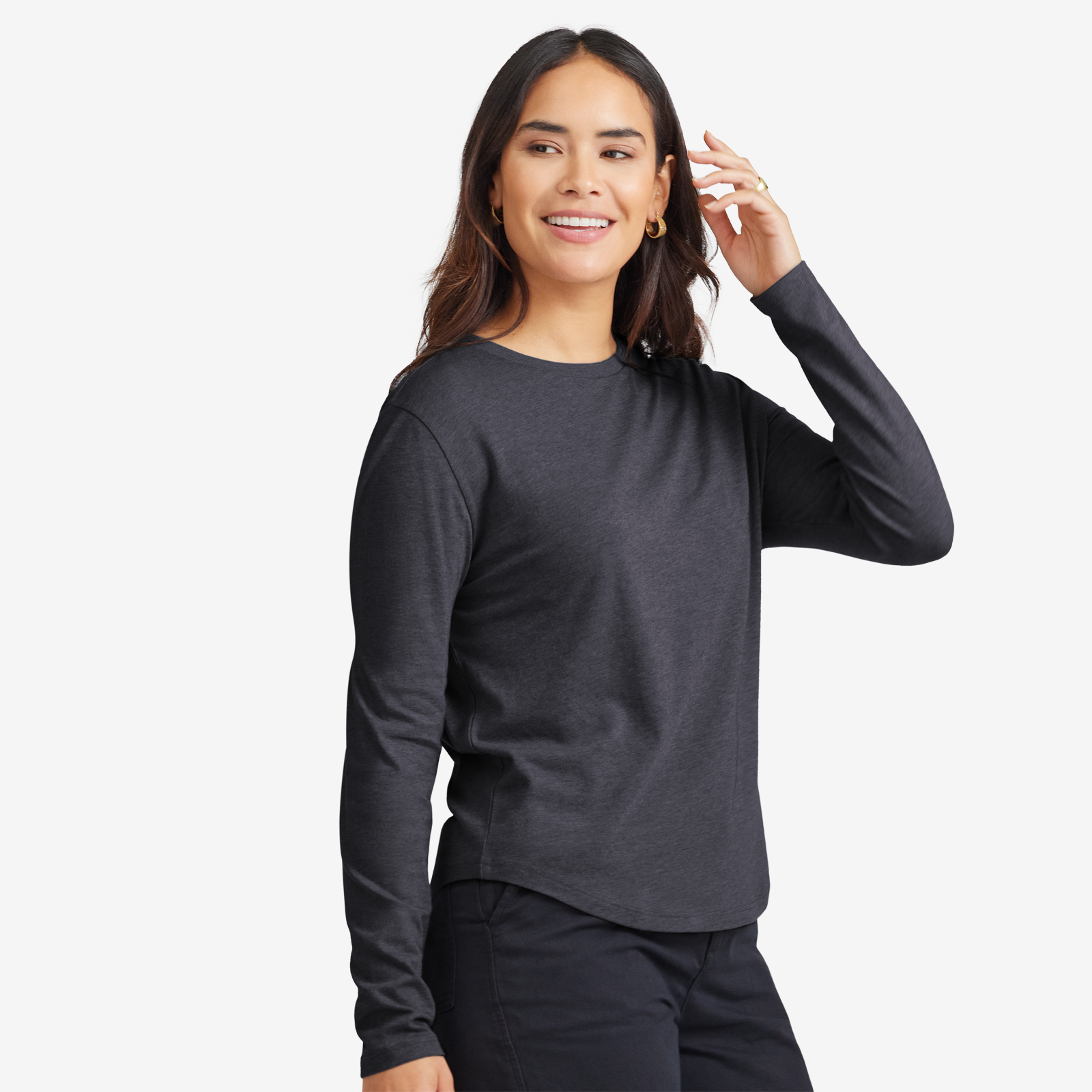 Women's Soft Merino Long Sleeve Tee - Natural Black