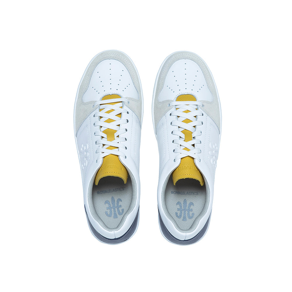 Men's Maker White Yellow Blue Logo Leather Sneakers 08214-053