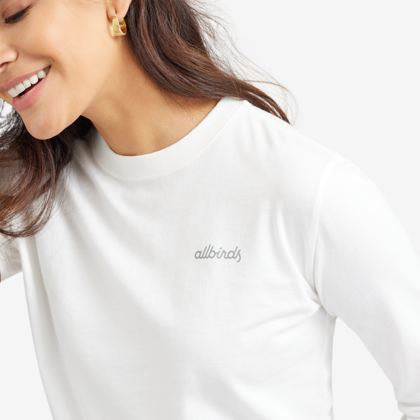 Women's Organic Cotton Long Sleeve Tee - Logo - Blizzard