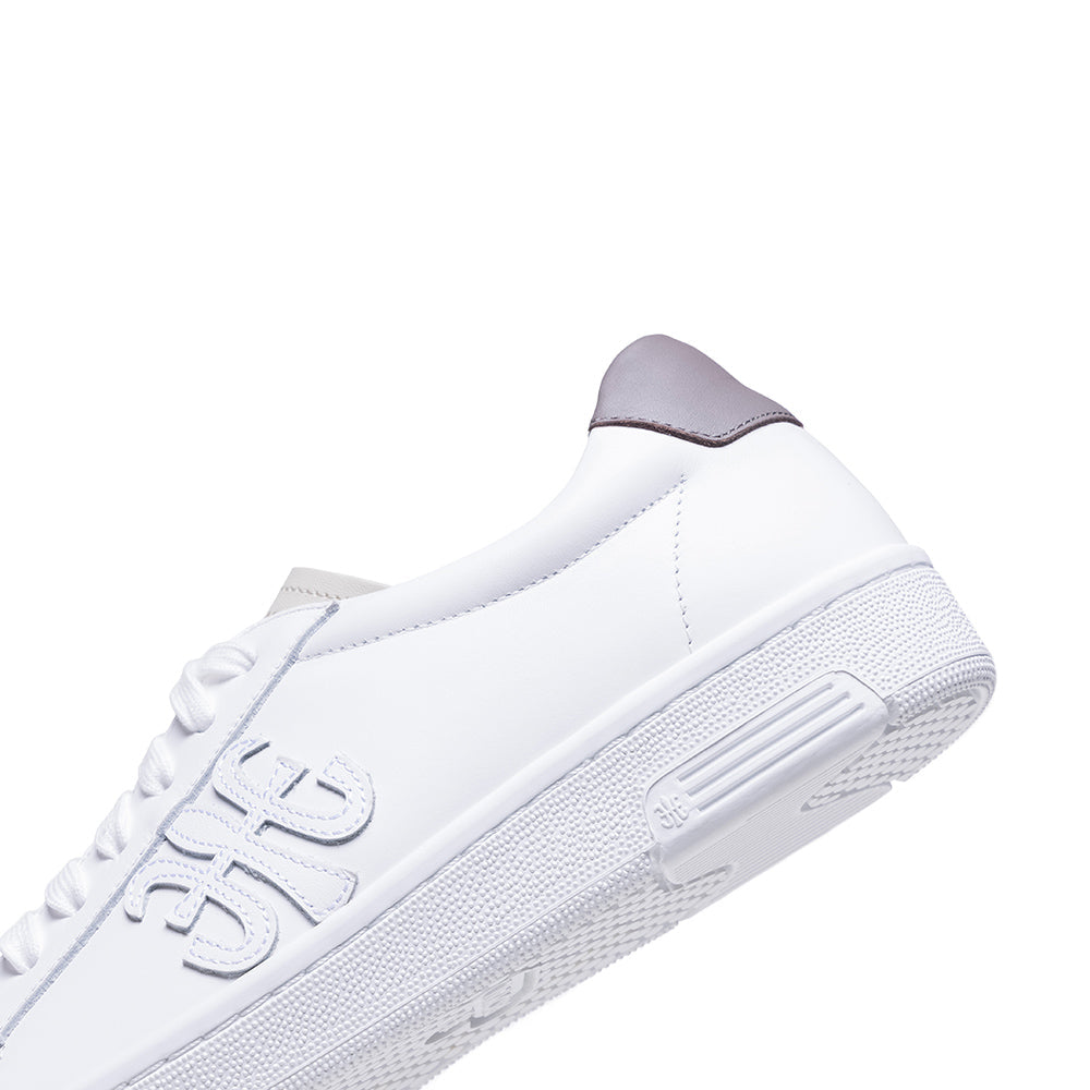 Men's Honor White Gray Logo Leather Sneakers 08021-080