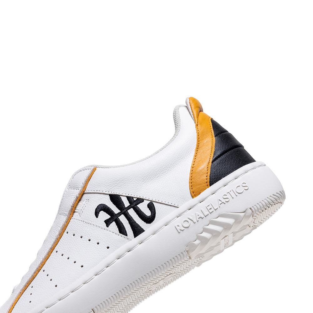 Men's Icon 2.0X White Black Yellow Leather Sneakers 06323-092