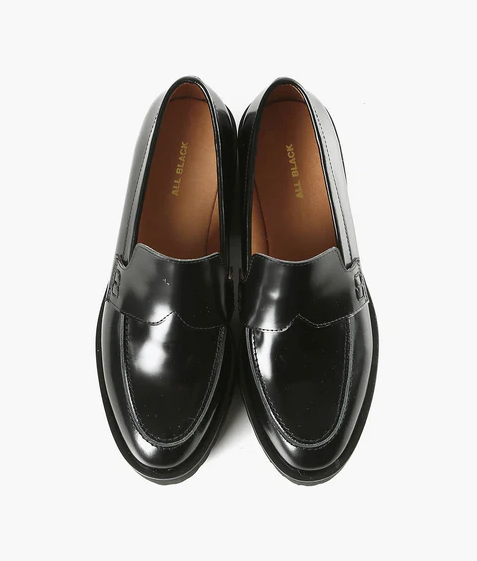 LADY LUG Black Leather Loafers