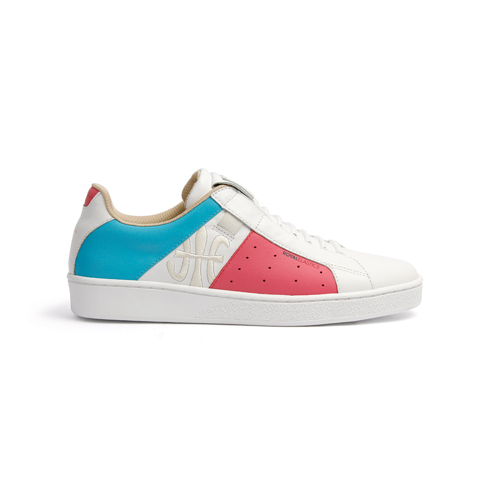 Women's Icon Genesis Spotlight White Pink Blue Leather Sneakers 91993-015