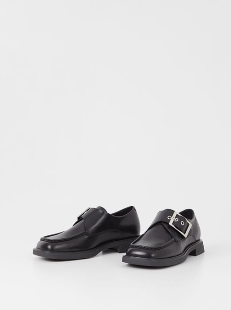 JACLYN Black Buckle Loafers