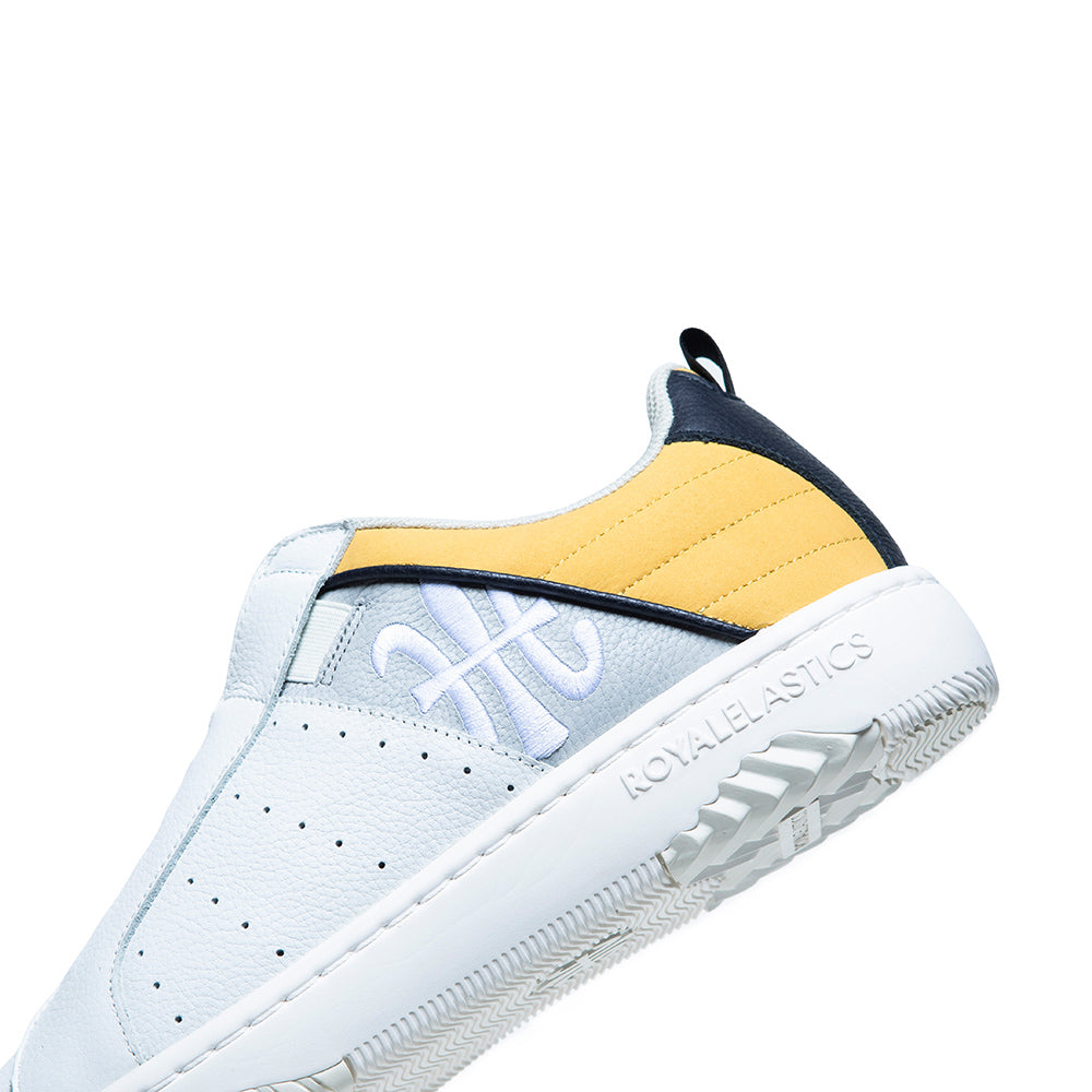 Men's Icon 2.0 White Gray Yellow Logo Leather Sneakers 06521-083