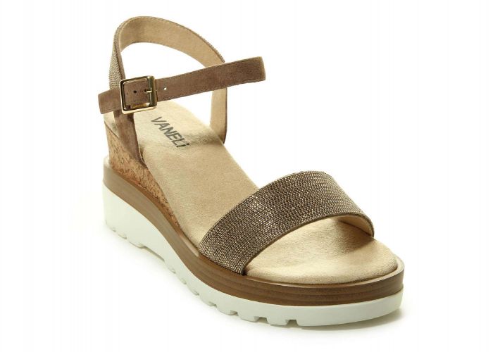 Vaneli Cedra Taupe/Gold Sandal (Women)