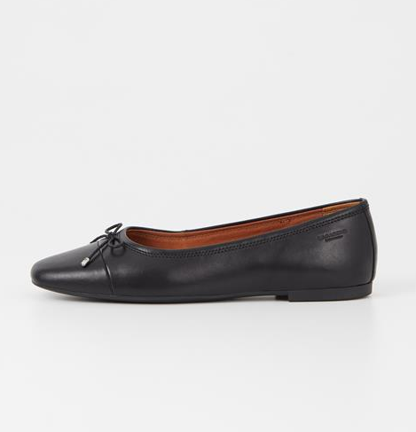 JOLIN Black Leather Ballet Flats