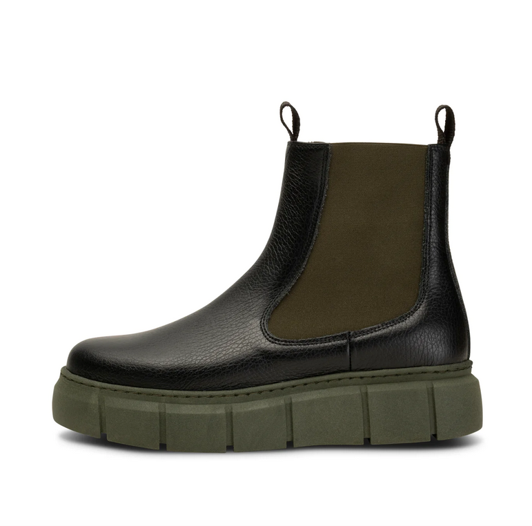 TOVE Black & Khaki Chelsea Boots