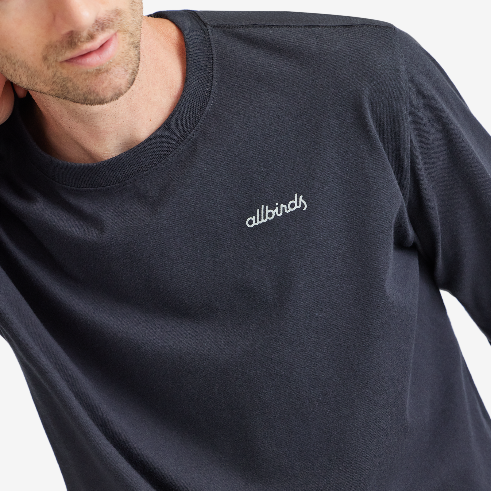 Men's Organic Cotton Long Sleeve Tee - Logo - Natural Black