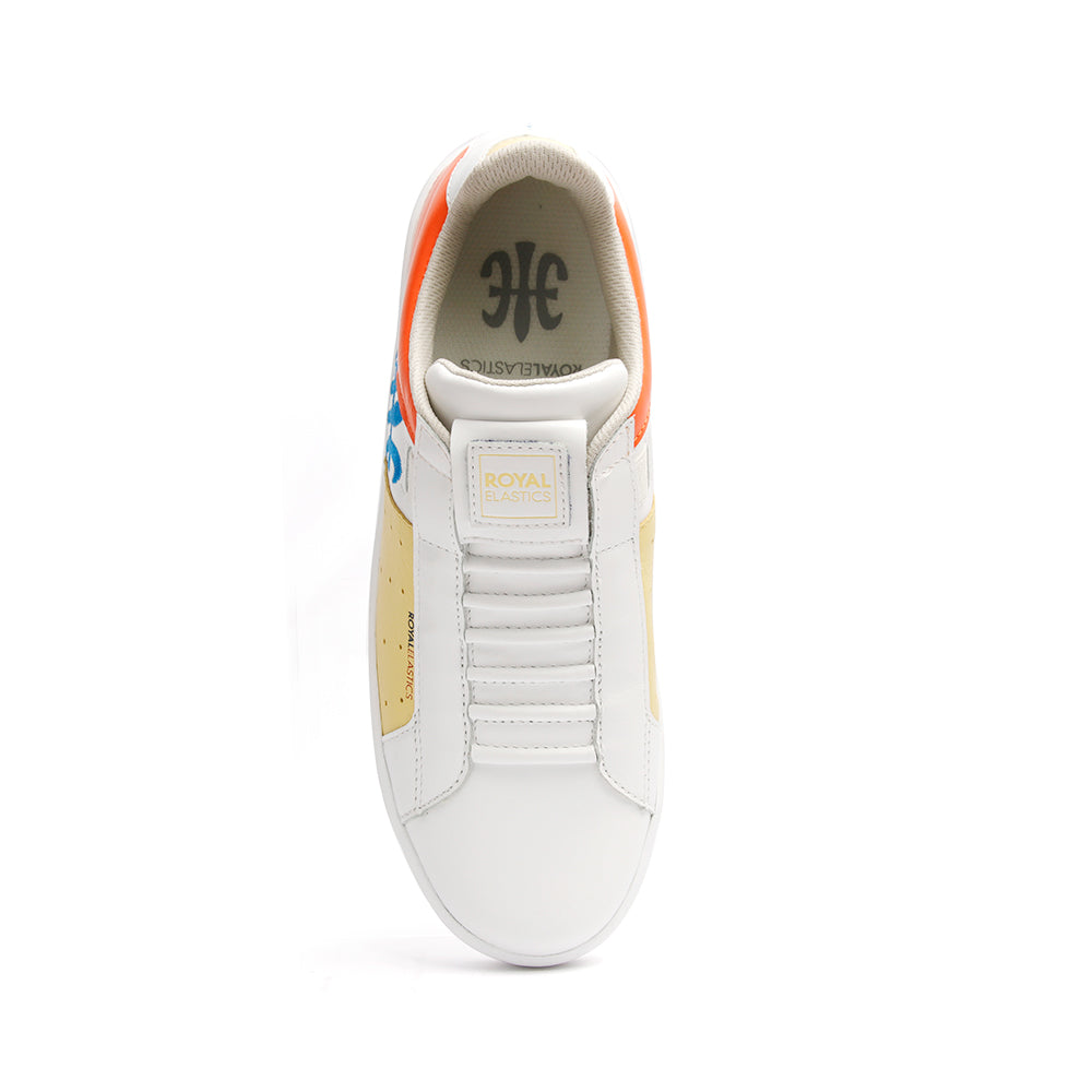 Women's Icon Genesis Spotlight White Yellow Orange Leather Sneakers 91993-032