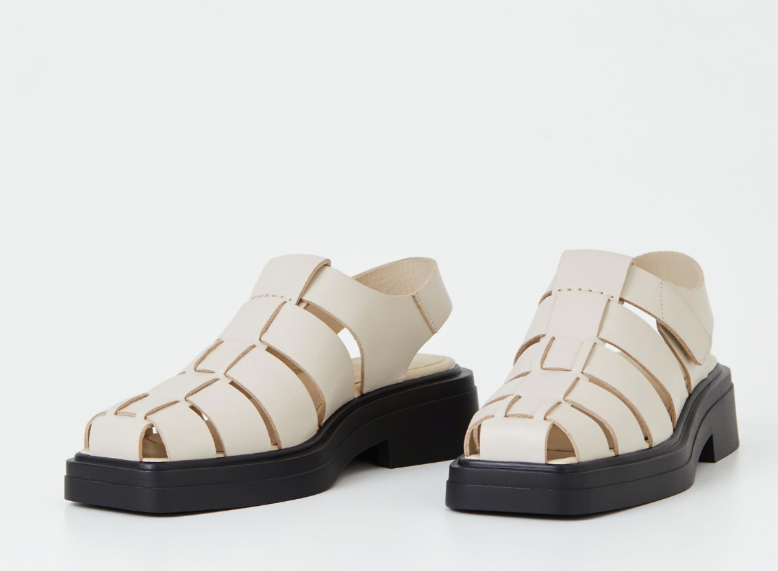 EYRA Off White Leather Woven Sandal