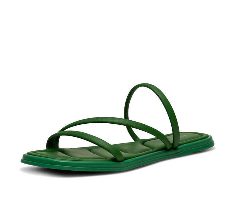 SELENA Strappy Green Flat Sandals