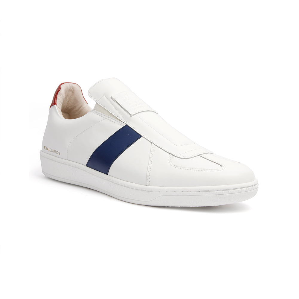 Men's Smooth White Blue Red Leather Low Tops 01593-051