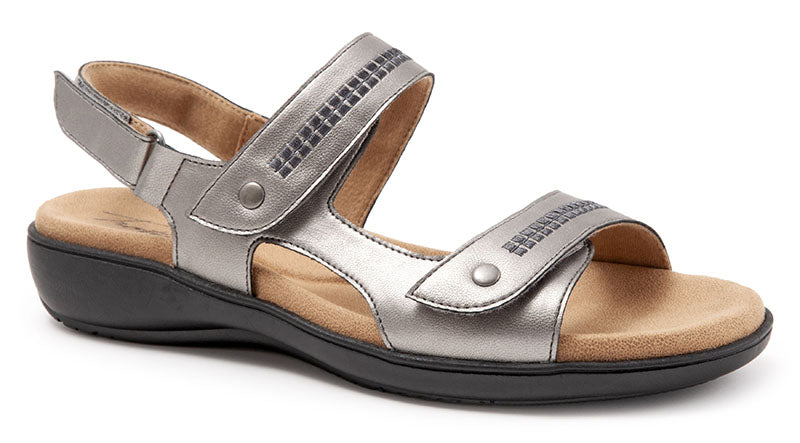 Trotters Venice Pewter Leather Sandal (Women)