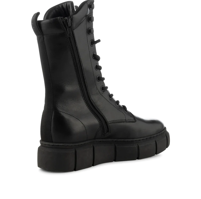 TOVE Black Leather Lace Up Boots