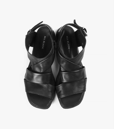 CROSS BAND Black Leather Sandals