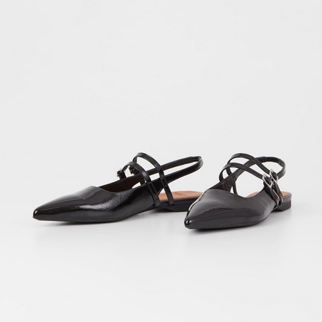 HERMINE Black Patent Slingback Flats