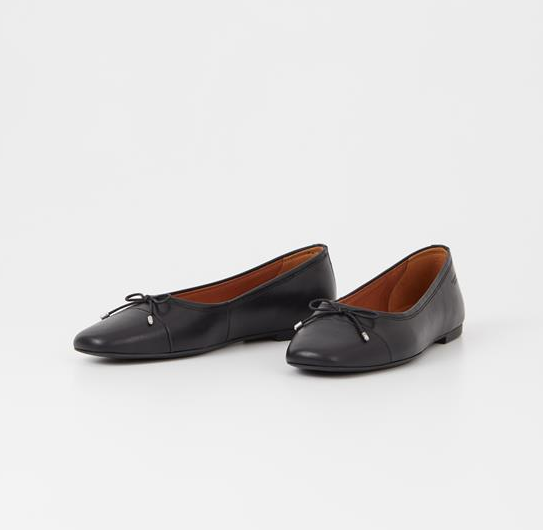 JOLIN Black Leather Ballet Flats