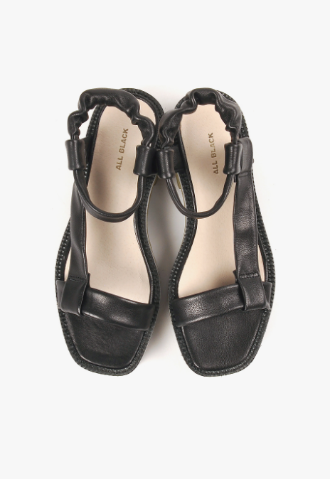 T LUGG Black Leather Sandal