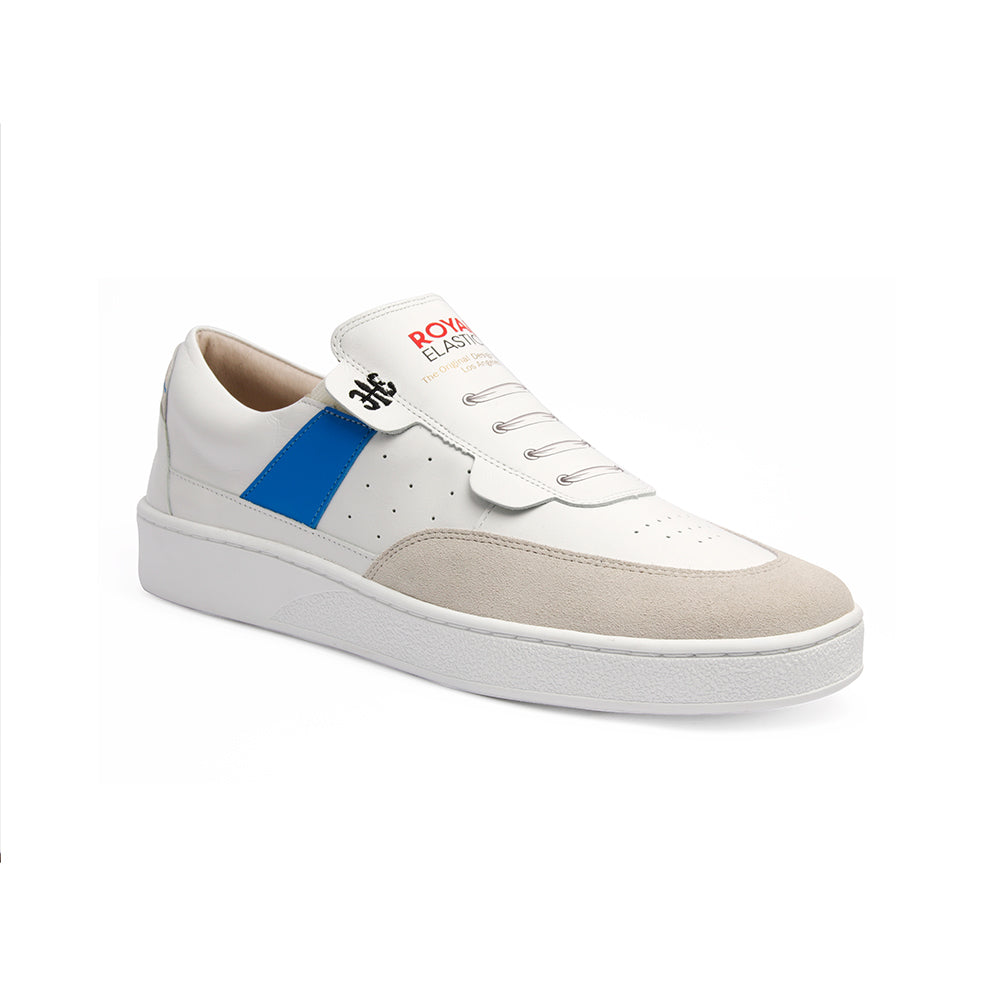 Men's Pastor White Blue Leather Sneakers 01891-005