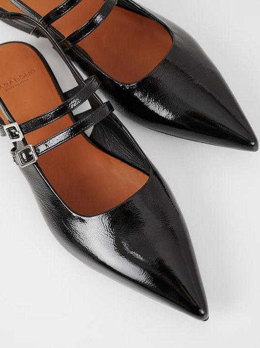 HERMINE Black Patent Slingback Flats