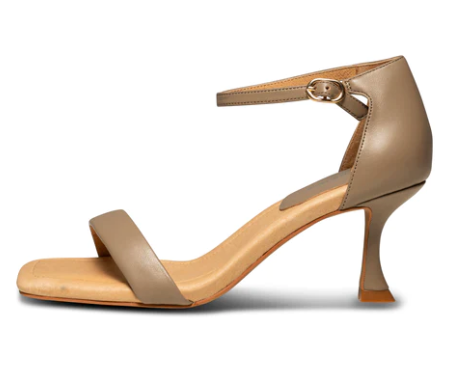 LEAH Taupe Leather Ankle Strap Sandals