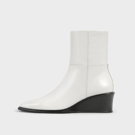 AINO White Wedge Ankle Boots