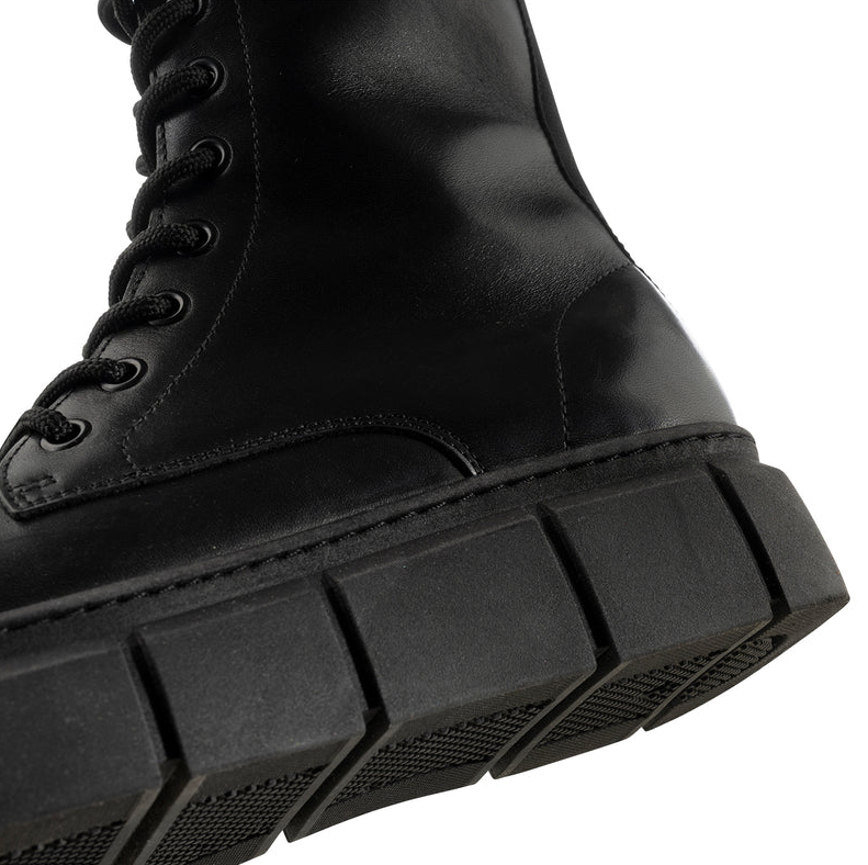 TOVE Black Leather Lace Up Boots