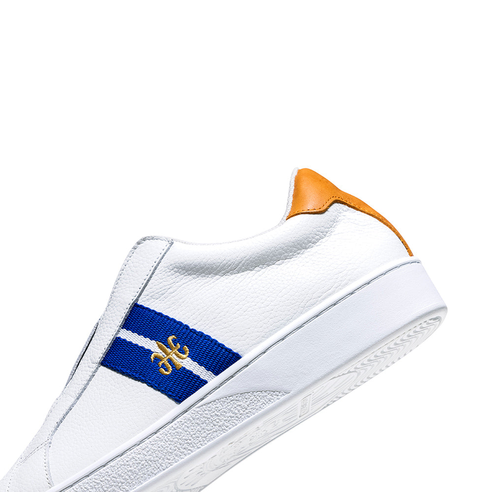 Women's Bishop White Blue Yellow Leather Sneakers 91731-005