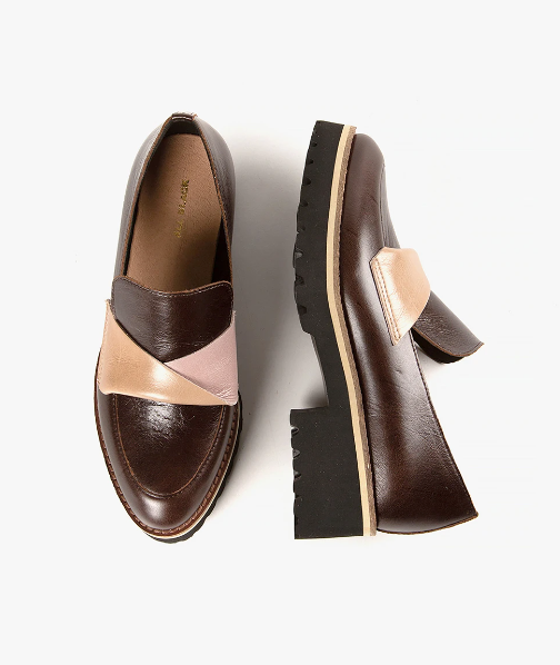 FLATSASH LUG Brown Leather Loafers