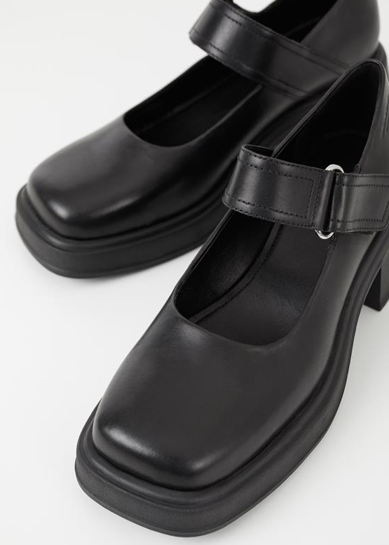 DORAH Black Leather Mary Janes