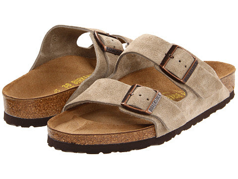 Birkenstock Arizona Taupe Suede Soft Footbed Sandal (Women)