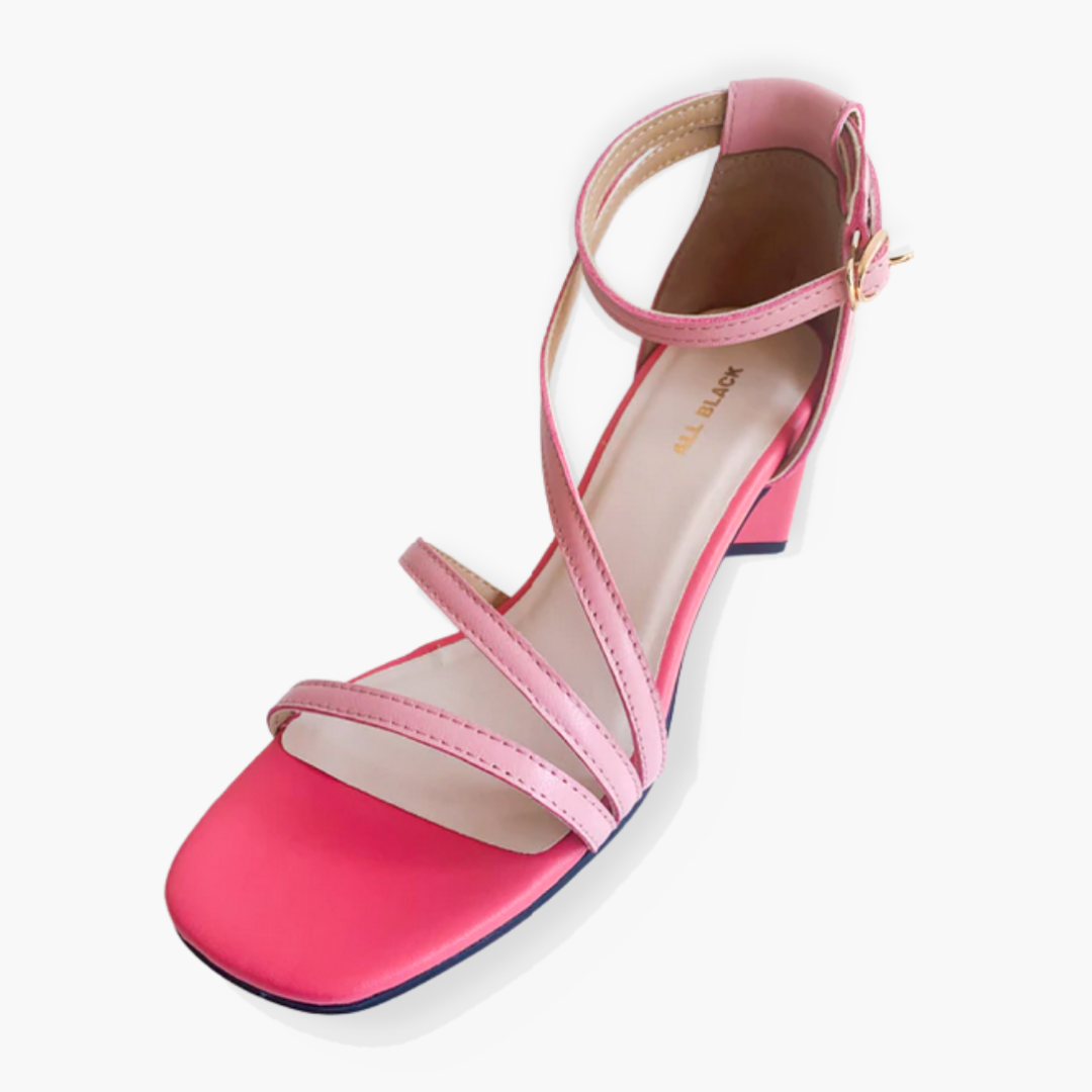 SQUARED OFF Pink Leather Sandal